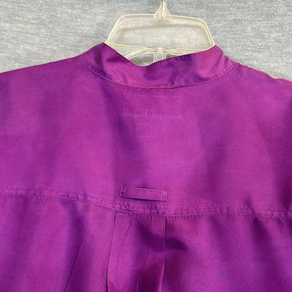 MONTAGE Silk Extra Long Oversized 2 Pocket Button Up Shirt - Picture 10 of 16